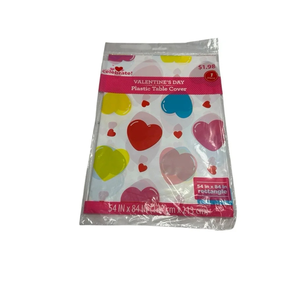 X4 celebrate valentines day plastic‎ table cover 54x108 inches rectangle hearts